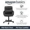 imageAmazon Basics Office Computer Task Desk Chair with Padded Armrests MidBack Adjustable 360 Swivel Rolling 275 Pound Capacity 242quotD x 24quotW x 386quotH BIFMA Certified White Faux LeatherBlack