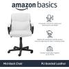 imageAmazon Basics Office Computer Task Desk Chair with Padded Armrests MidBack Adjustable 360 Swivel Rolling 275 Pound Capacity 242quotD x 24quotW x 386quotH BIFMA Certified White Faux LeatherWhite