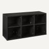 imageAmazon Basics Shoe Storage Bench with Cushion Shoe Rack 6 Cubbies Adjustable Shelves Oak FinishBlack