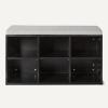 imageAmazon Basics Shoe Storage Bench with Cushion Shoe Rack 6 Cubbies Adjustable Shelves Oak FinishBlack
