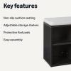imageAmazon Basics Shoe Storage Bench with Cushion Shoe Rack 6 Cubbies Adjustable Shelves Oak FinishBlack