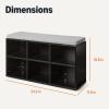 imageAmazon Basics Shoe Storage Bench with Cushion Shoe Rack 6 Cubbies Adjustable Shelves Oak FinishBlack