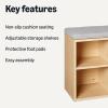 imageAmazon Basics Shoe Storage Bench with Cushion Shoe Rack 6 Cubbies Adjustable Shelves Oak FinishOak