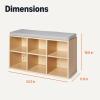 imageAmazon Basics Shoe Storage Bench with Cushion Shoe Rack 6 Cubbies Adjustable Shelves Oak FinishOak