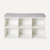 imageAmazon Basics Shoe Storage Bench with Cushion Shoe Rack 6 Cubbies Adjustable Shelves Oak FinishWhite