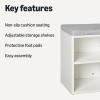 imageAmazon Basics Shoe Storage Bench with Cushion Shoe Rack 6 Cubbies Adjustable Shelves Oak FinishWhite