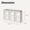 imageAmazon Basics Shoe Storage Bench with Cushion Shoe Rack 6 Cubbies Adjustable Shelves Oak FinishWhite