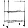 imageAmazon Basics 3Shelf Adjustable Heavy Duty Storage Shelving Unit on 2 PP Plastic Wheel Casters Metal Organizer Wire Rack 232quot L x 134quot W x 3275quot H ChromeBlack