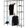 imageAmazon Basics Adjustable Expandable Metal Hanging Closet Storage Organizer Rack with Shelves 5780L x 14W x 72H BlackBlack