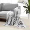 imageAmazon Basics Chunky Cable Knit Throw Blanket for Couch Sofa Bed Lightweight Soft Cozy Sage Green 50quotx 60quotLight Grey With Blue Stripes