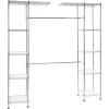imageAmazon Basics Expandable Adjustable Metal Hanging Storage Organizer Rack Wardrobe with Shelves 5780 x 14 x 72 inches LxWxH Chrome