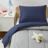 imageAmazon Basics Kids 3 Piece Cotton Reversible Comforter Set with Sham USTCP Certified Cotton FullQueen Unicorns and RainbowsNavy Blue and Grey