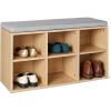imageAmazon Basics Shoe Storage Bench with Cushion Shoe Rack 6 Cubbies Adjustable Shelves Oak FinishOak