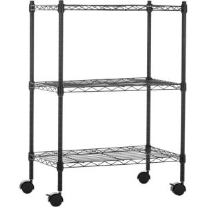 imageAmazon Basics 3Shelf Adjustable Heavy Duty Storage Shelving Unit on 2 PP Plastic Wheel Casters Metal Organizer Wire Rack 232quot L x 134quot W x 3275quot H ChromeBlack