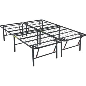 imageAmazon Basics Bed Frame with Storage Foldable Metal Platform Sturdy Steel No Box Spring Needed 18 Inches High ToolFree Setup King Size BlackKing