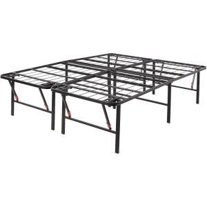 imageAmazon Basics Bed Frame with Storage Foldable Metal Platform Sturdy Steel No Box Spring Needed 18 Inches High ToolFree Setup King Size BlackQueen