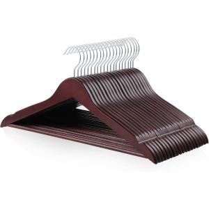 imageAmazon Basics Durable Wooden Suit Clothes Hangers  Cherry 20PackCherry