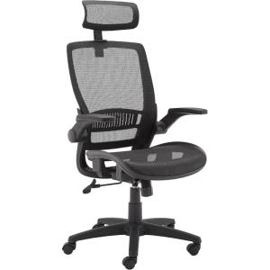 imageAmazon Basics Ergonomic HighBack Desk Chair Comfortable FlipUp Armrests Contoured Mesh Seat Swivel Black 255quotD x 2625quotW x 4925quotHBlack