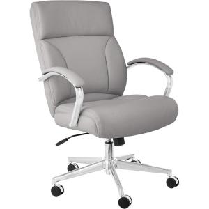 imageAmazon Basics Executive Desk Chair with Easy Assembly 275lb Capacity Oversized Cushion 2913quotD x 252quotW x 4311quotH Grey Bonded LeatherGrey