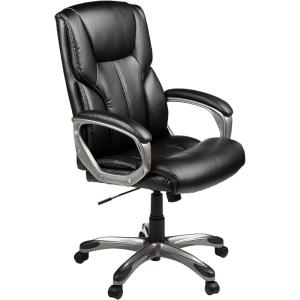imageAmazon Basics Executive High Back Office Desk Chair Adjustable Height Tilt Swivel one Size WhitePewterBlackSilver