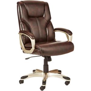 imageAmazon Basics Executive High Back Office Desk Chair Adjustable Height Tilt Swivel one Size WhitePewterBrownGold