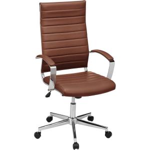 imageAmazon Basics HighBack Swivel Desk Chair Ergonomic Ribbed Faux Leather Upholstery Lumbar Support Home Modern Style Brick Red 2475quotD x 2325quotW x 4525quotHBrick Red