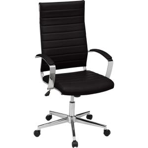 imageAmazon Basics HighBack Swivel Desk Chair Ergonomic Ribbed Faux Leather Upholstery Lumbar Support Home Modern Style Brick Red 2475quotD x 2325quotW x 4525quotHBlack