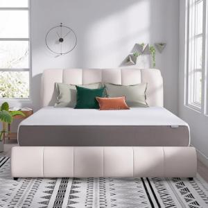 imageAmazon Basics Memory Foam Mattress Medium Firm 10 Inch Twin WhiteGreyCalifornia King