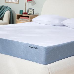 imageAmazon Basics Memory Foam Mattress Medium Firm Cooling Gel Full Size Mattress CertiPURUS Certified Foam 75 x 54 x 10 inches WhiteGrayQueen