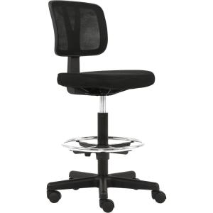 imageAmazon Basics MidBack Mesh Office Drafting Chair Stool with Adjustable Footrest FlipUp Arms BlackNo Arms