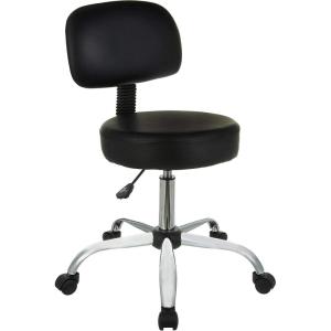 imageAmazon Basics MultiPurpose Drafting Spa Bar Stool with Back Cushion and Wheels Black 2272quotD x 2272quotW x 378quotH
