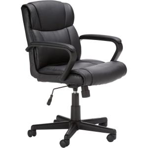 imageAmazon Basics Office Computer Task Desk Chair with Padded Armrests MidBack Adjustable 360 Swivel Rolling 275 Pound Capacity 242quotD x 24quotW x 386quotH BIFMA Certified White Faux LeatherBlack
