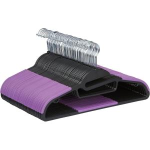 imageAmazon Basics Rubber Coated Plastic Hangers  BlackPurple Pack of 50BlackPurple