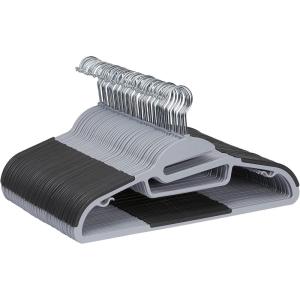 imageAmazon Basics Rubber Coated Plastic Hangers Pack of 50 Gray