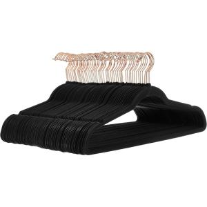 imageAmazon Basics Slim Velvet NonSlip SpaceSaving Suit Clothes Hangers Pack of 100 IvoryBeigeBlackRose Gold