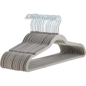 imageAmazon Basics Slim Velvet NonSlip SpaceSaving Suit Clothes Hangers Pack of 100 IvoryBeigeGraySilver