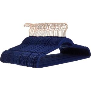 imageAmazon Basics Slim Velvet NonSlip SpaceSaving Suit Clothes Hangers Pack of 100 IvoryBeigeNavy BlueRose Gold