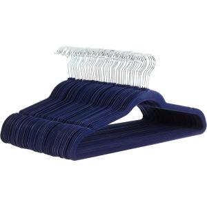 imageAmazon Basics Slim Velvet NonSlip SpaceSaving Suit Clothes Hangers Pack of 100 IvoryBeigeNavy BlueSilver