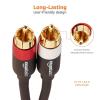 imageAmazon Basics 2 RCA Audio Cable for AmplifierActive Speakers or Subwoofer with GoldPlated Plugs 8 Feet BlackBlack
