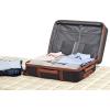 imageAmazon Basics 26inch Hardside Checked Luggage With Leather Detailing Hardshell Suitcase With Wheels Expandable Space With 8 Multidirectional Wheels ScratchResistant Surface BlackBlack