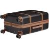 imageAmazon Basics 26inch Hardside Checked Luggage With Leather Detailing Hardshell Suitcase With Wheels Expandable Space With 8 Multidirectional Wheels ScratchResistant Surface BlackBlack