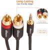 imageAmazon Basics 35mm Stereo Aux to 2 x RCA Audio Cable Adapters 4 Feet12 m for Connecting Amplifiers Speakers with GoldPlated Plugs Black15 Feet