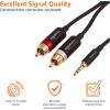 imageAmazon Basics 35mm Stereo Aux to 2 x RCA Audio Cable Adapters 4 Feet12 m for Connecting Amplifiers Speakers with GoldPlated Plugs Black25 Feet