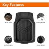 imageAmazon Basics 3Piece AllWeather Heavy Duty Full Set Rubber Floor Mats for Universal Fit in Cars SUVs and Trucks Black Trim to Customize4Piece