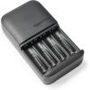 imageAmazon Basics 4Bay Battery Charger for AA ampamp AAA Rechargeable Batteries with Rechargeable AA NiMh Batteries 4 count Pack of 1 Type A American Plug Black