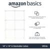 imageAmazon Basics 6 Cube Wire Grid Storage Shelves Stackable Cubes White 146quot D x 303quot W x 448quot HWhite