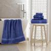 imageAmazon Basics 6 Piece Oversized Fade resistant Towel set 100 Cotton towels for bathroom soft and absorbent 2 Bath Towels 2 Hand Towels and 2 Washcloths bathroom towel set Navy BlueNavy Blue