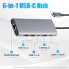 imageAmazon Basics 6in1 USBC 32 10G Hub 1 USBC 100W PD Input 2 USBA 1 USBC HDMI 4K Ethernet Light Grey 1194 x 46 x 15cm