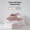 imageAmazon Basics 7Piece Kids BedinaBag Jacquard Microfiber Bedding Set with Comforter Sheets Pillowcases and Pillow Covers AllSeason Pink Tufted FullQueenPink Tufted