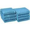 imageAmazon Basics Cotton Washcloths QuickDry 12quot x 12quot 12Pack WhiteLake Blue